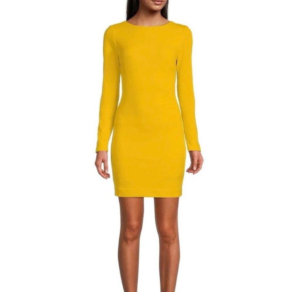 Dress the Population XS Long-Sleeve Yellow Bodycon Dress